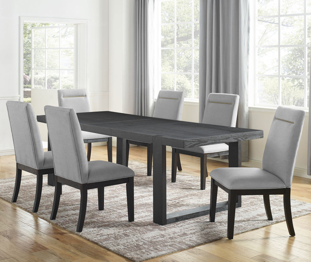 Yves 9-Piece Dining Set, Grey, With 6 Chairs