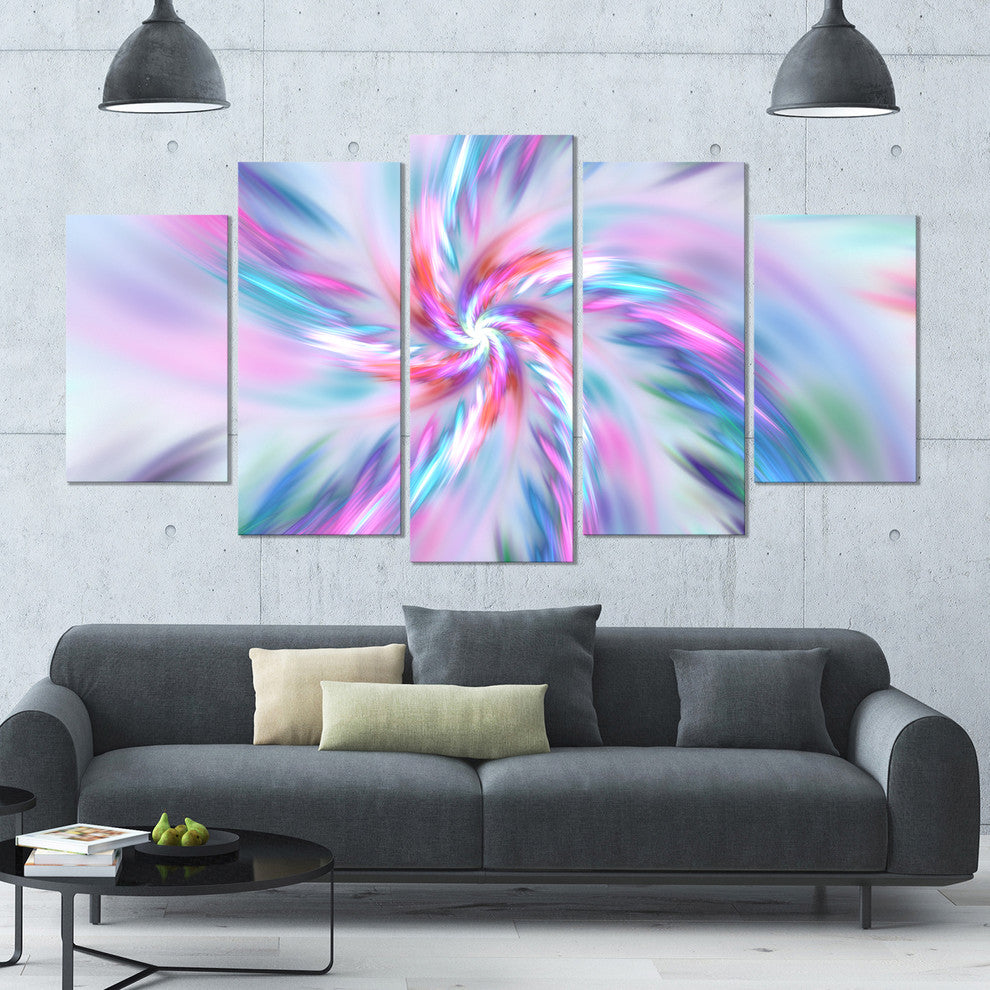 Exotic Light Blue Flower Petal Dance, Floral Canvas Art Print, 60"x32", 5 Panels