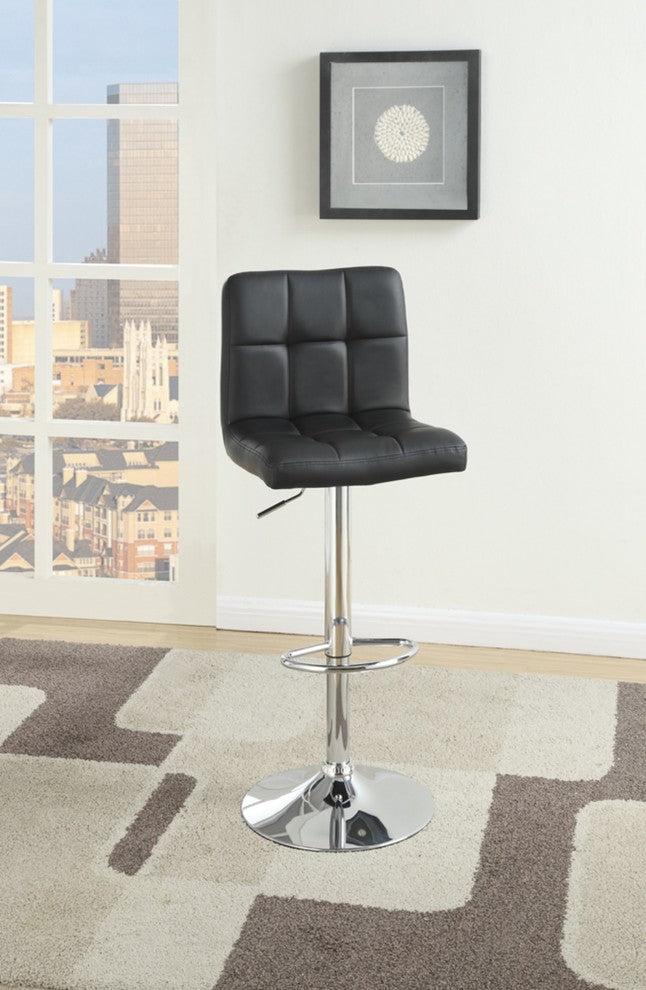 Armless Chair Style Bar Stool With Gas Lift Black And Silver Set Of 2