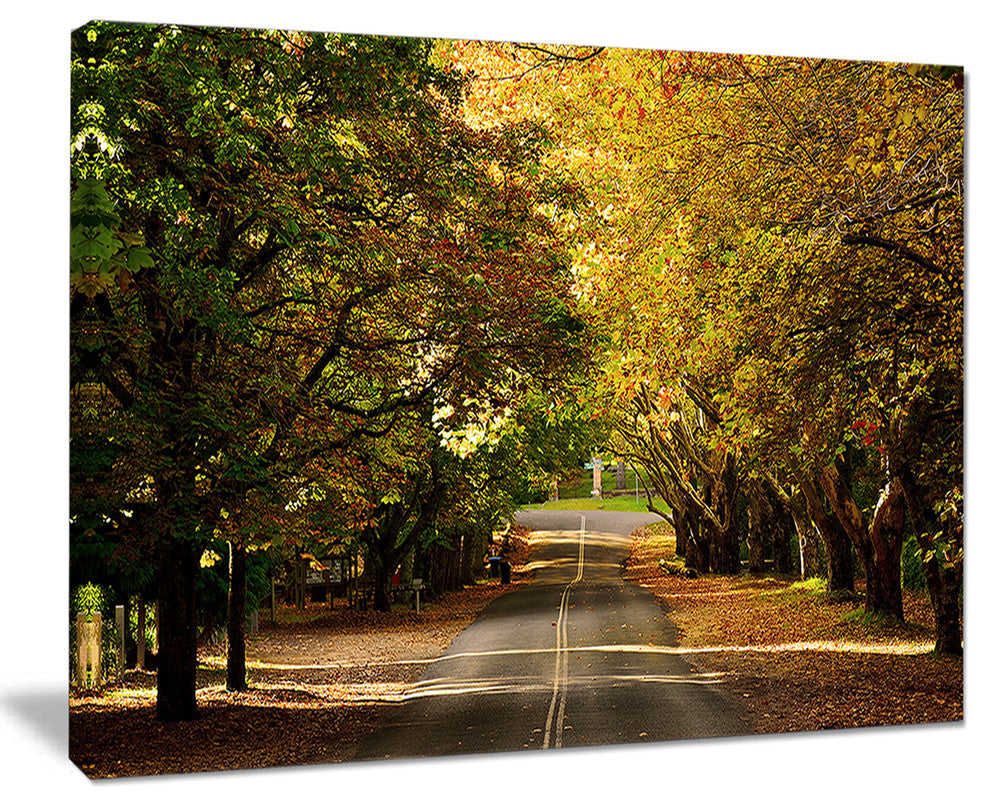 "Road Through Beautiful Green Trees" Landscape Wall Art, 20"x12"