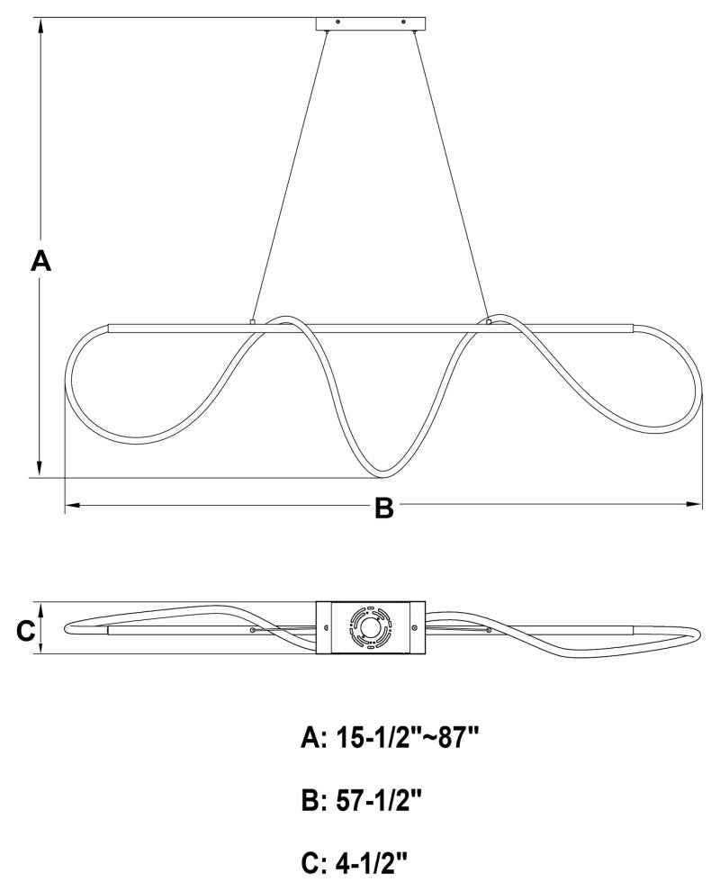 Bowman 1-Light LED Matte Black Linear Island Pendant