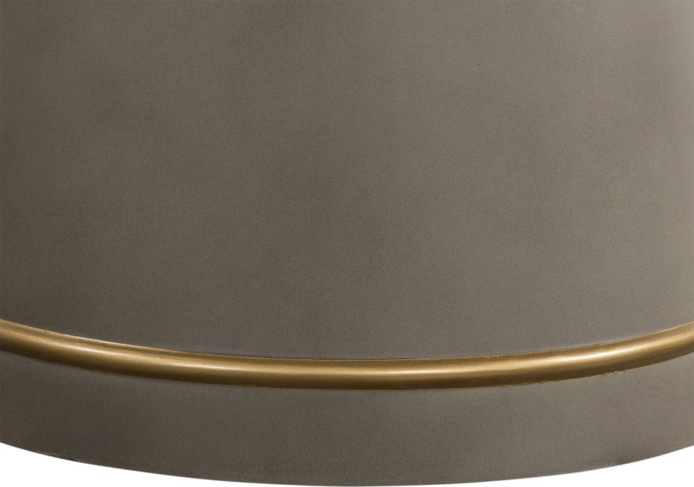 Pinni Concrete Round Dining Table With Bronze Painted Accent, Gray