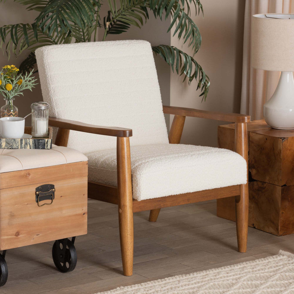 Basel Boucle and Walnut Armchair