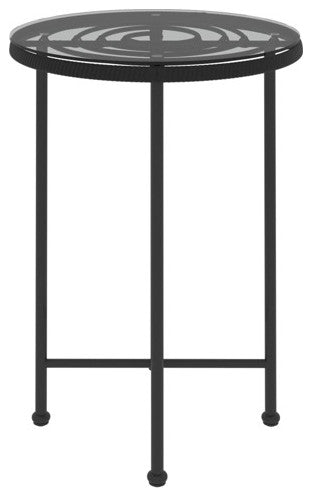 vidaXL Bistro Table Patio Table with Rattan Look Black Tempered Glass and Steel