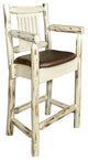 Montana Captain's Bar Stool, Saddle Upholstery, Clear Lacquer Finish