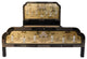 Oriental Gold Leaf Mother Of Pearl Palace Queen Bed In Chinese Black Lacquer