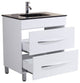 Style 4, 30"W White Vanity Sink Base Cabinet, Mirror, LV4-30W