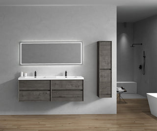 Kingdee Smoke Oak Wall Mounted Vanity With Reinforced Acrylic Sink, 72"