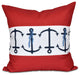 Anchor Stripe, Stripe Print Pillow, Red, 16"x16"
