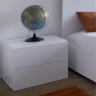 Modern Walnut Night Stand 2 Drawers, White
