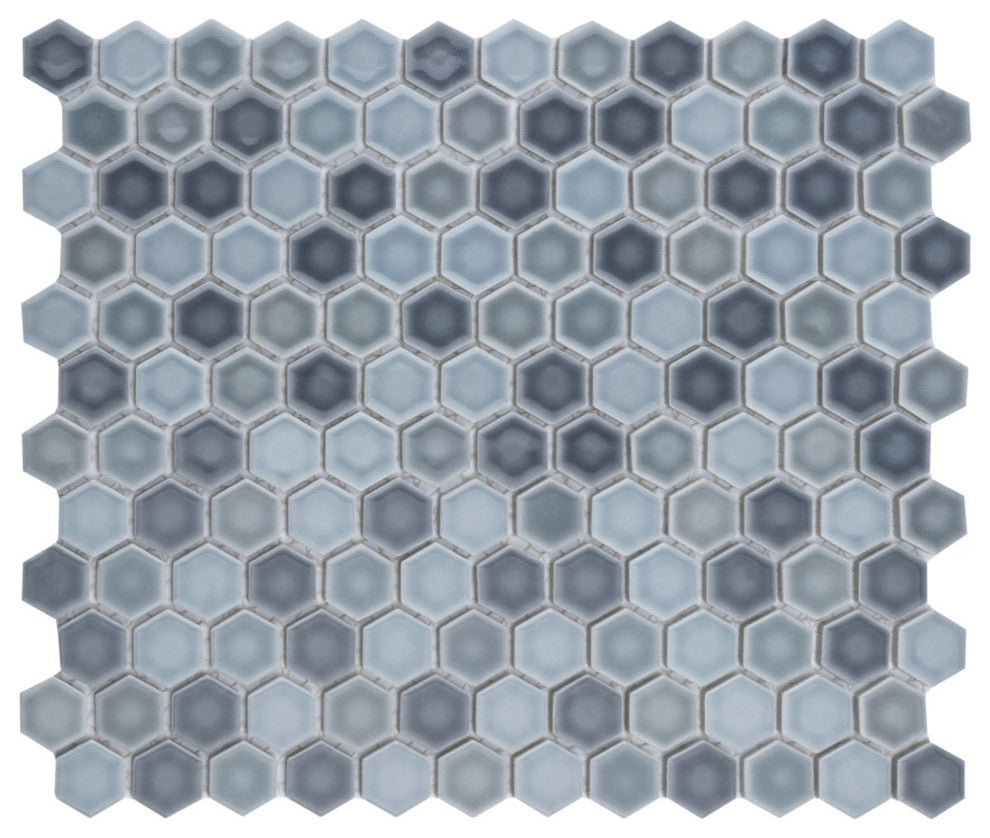 Hudson 1" Hex Stillwater Porcelain Floor and Wall Tile