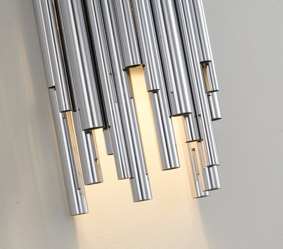 Shiny Nickel Stainless Steel Rod Wall Sconce