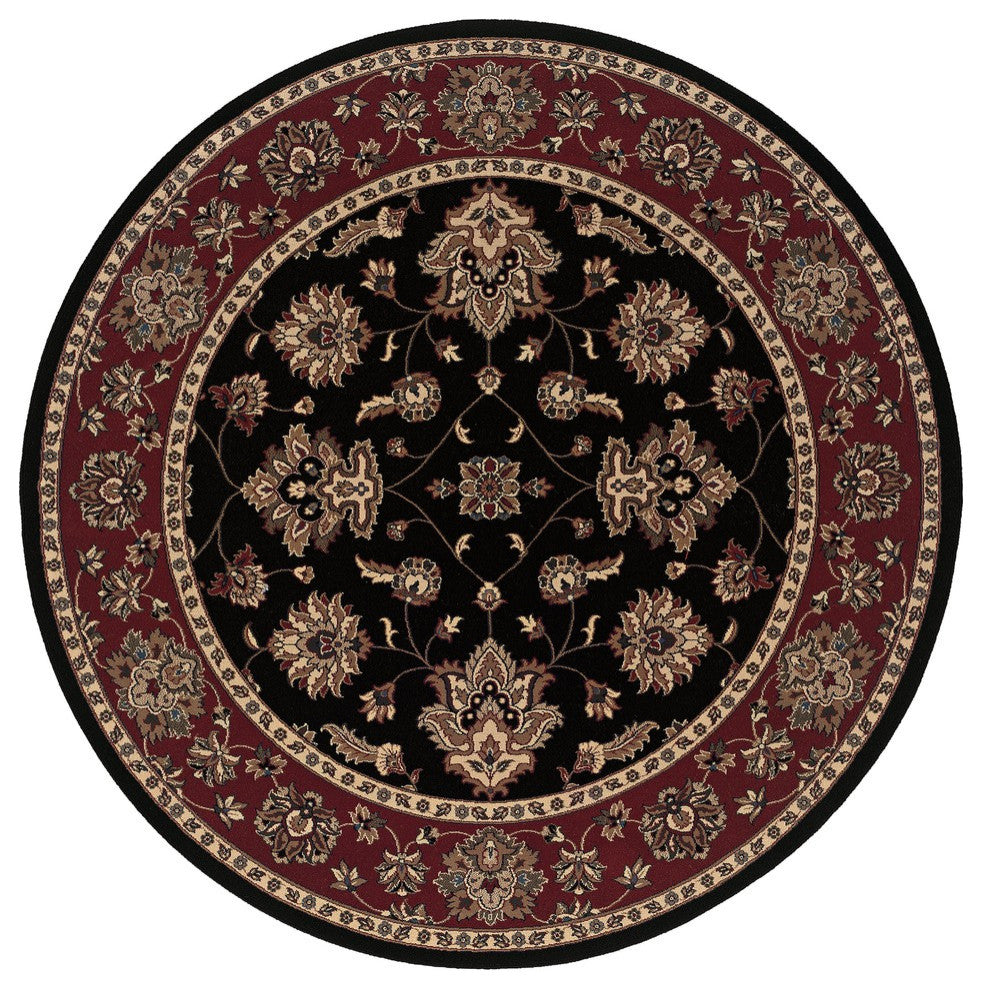 Oriental Weavers Ariana Collection Black/Red Floral Indoor Area Rug 10'X12'7"