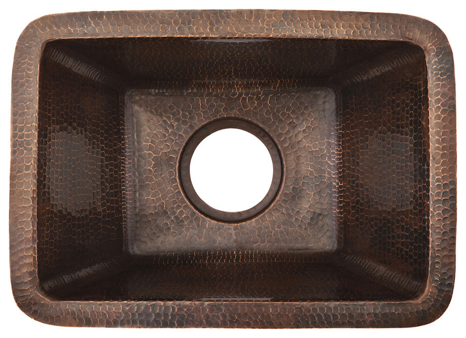 Rectangle Copper Prep Sink With 3.5" Drain Opening