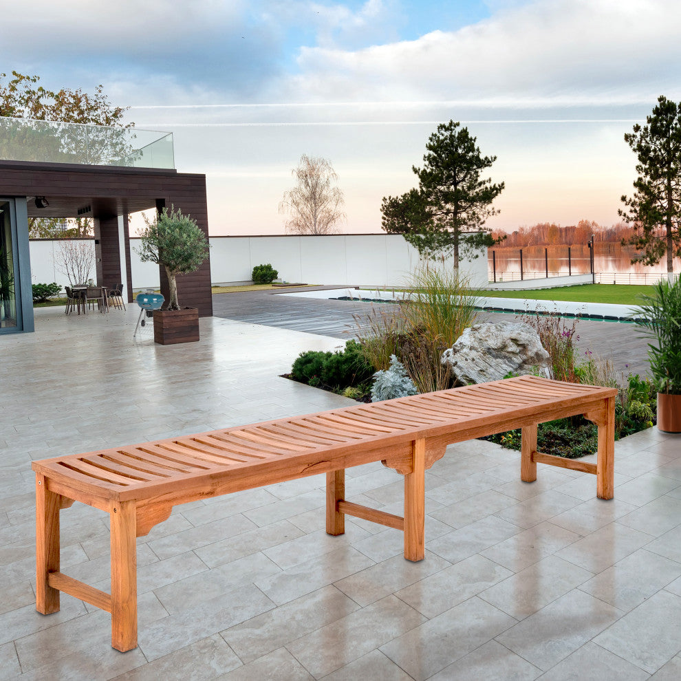 Teak Wood Santa Monica Backless Bench, 8''