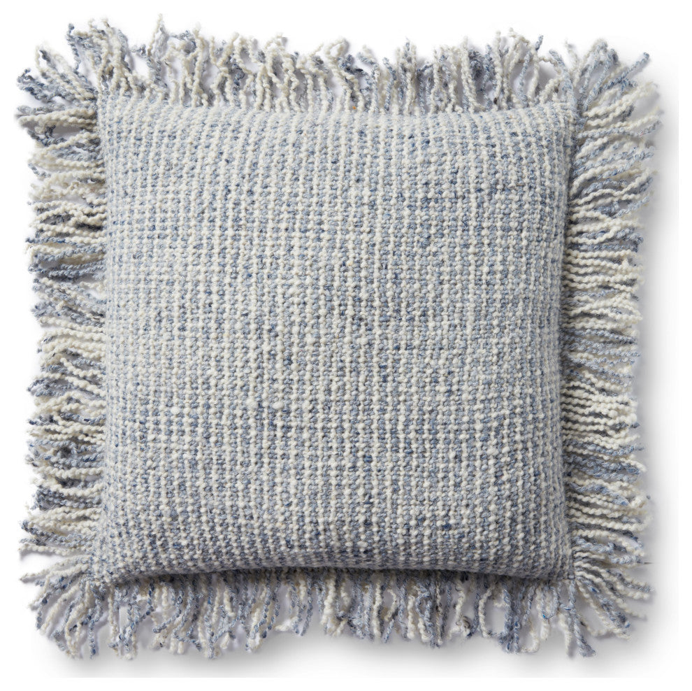 Loloi PLL0033 Ivory / Blue 22" x 22" Cover w/Poly Pillow