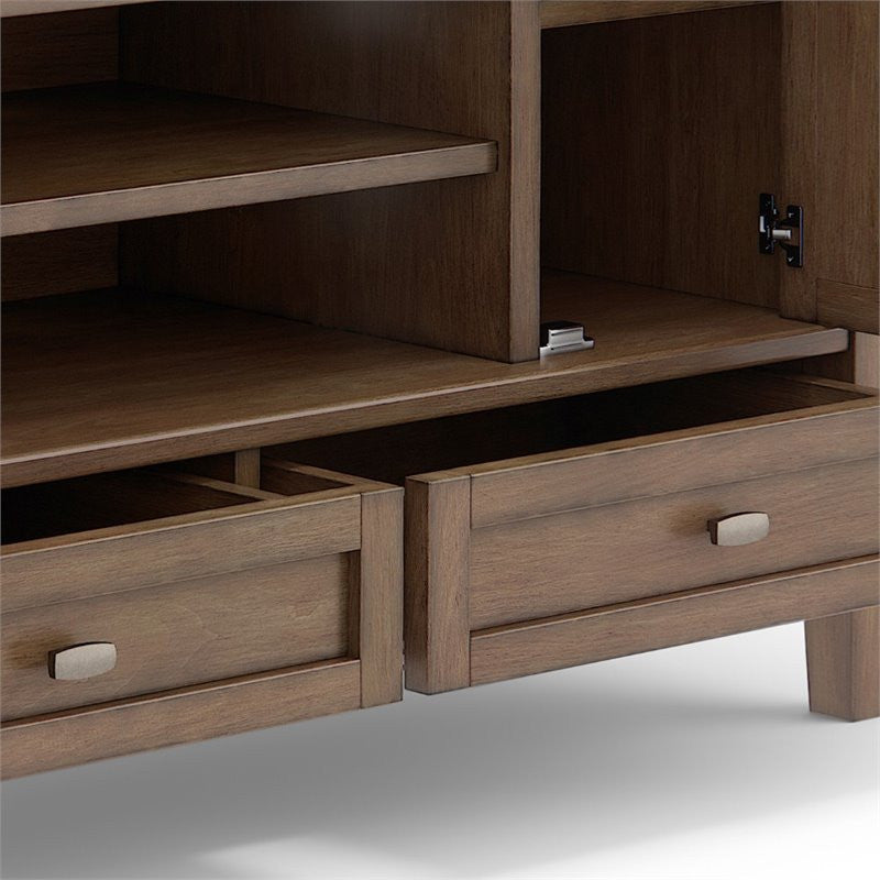 Solid Wood 47" Wide Tv Media Stand In Rustic Natural Aged Brown