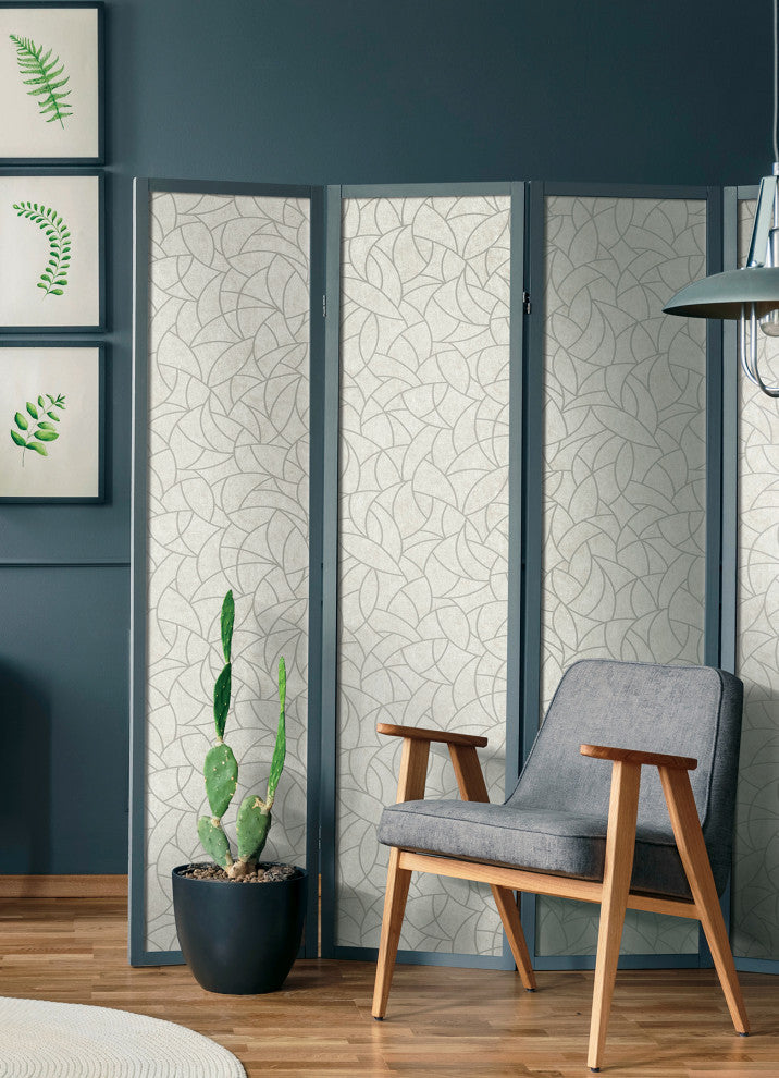 Taupe & Silver Modern Crescent Moon Peel & Stick Wallpaper