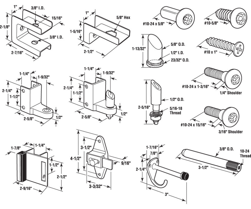 Door Kit, 1" Door and 1-1/4" Pilaster, Zamak, Chrome Plated, Outswing Kit