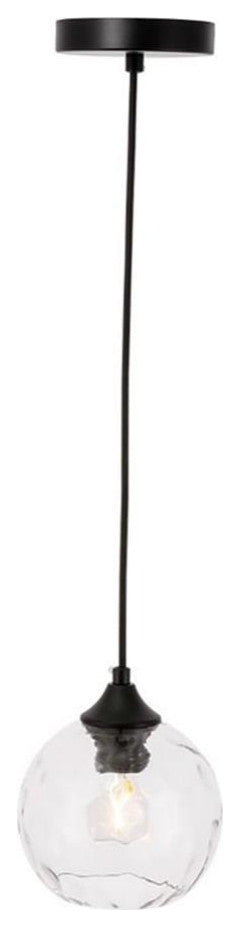 Living District Cashel 1-Light Metal and Glass Pendant in Black/Clear
