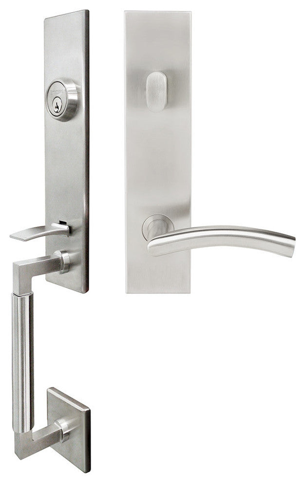 Brussels Lever, Tubular Entry Handleset, LHR, Satin Stainless Steel