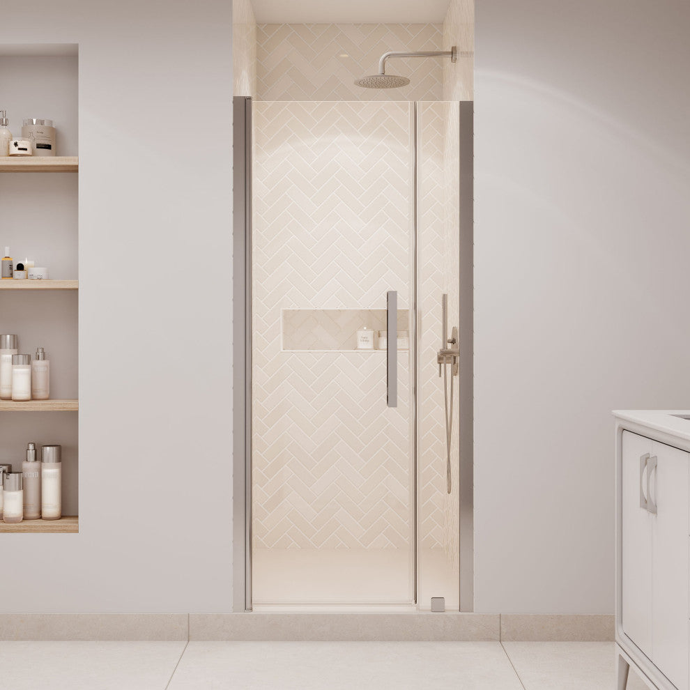 Pasadena 33 3/4-35 3/4"Wx72"H Alcove Pivot Shower Door Satin Nickel