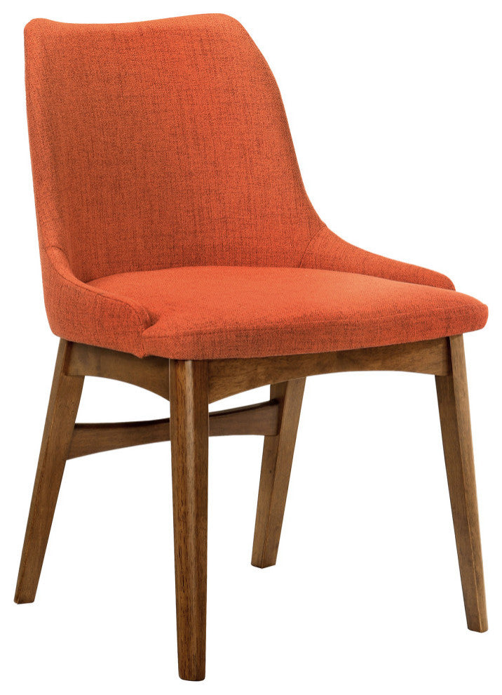 Arcadia and Azalea Round and Wood 5-Piece Dining Set, Orange and Walnut, 48"