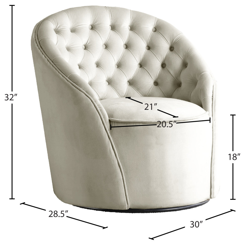 Alessio Velvet Upholstered Accent Chair, Cream