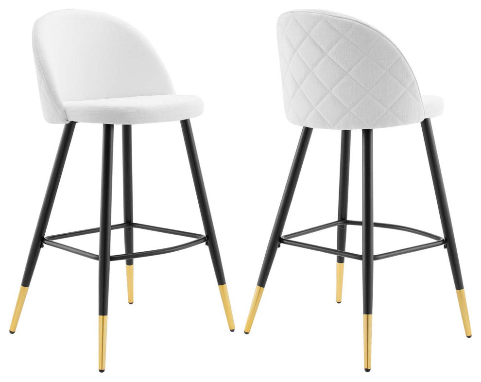 Cordial Fabric Bar Stools - Set of 2-White