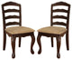 Set of 2 Padded Seat Dining Chair, Dark Walnut and Tan
