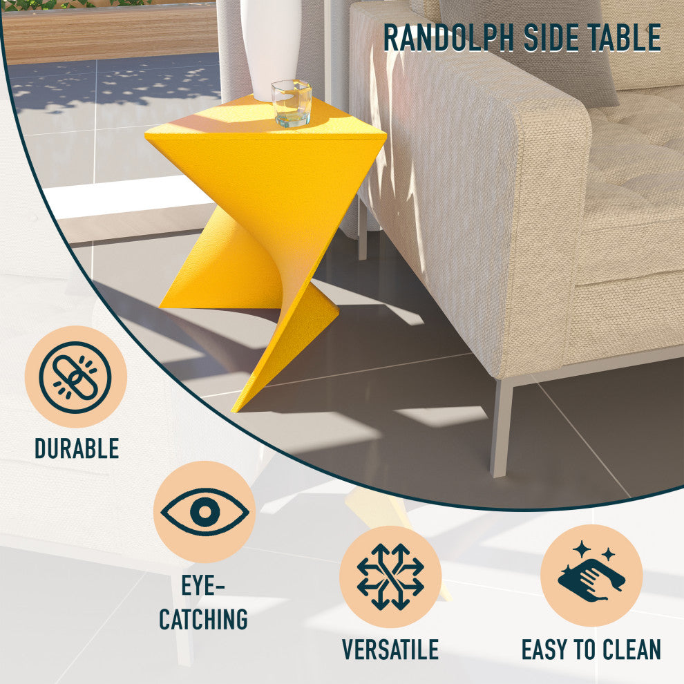 Leisuremod Randolph Modern Triangle Accent Side End Table, Yellow, Singles