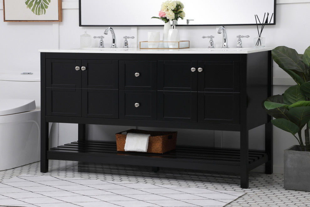 Tucker Black 60" Double Sink Bathroom Vanity