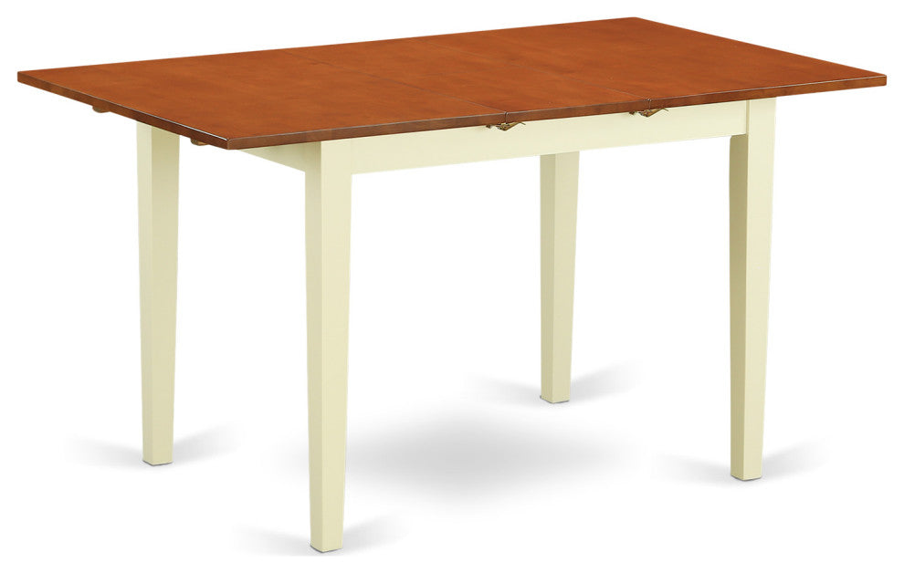 Rectangular Dining Set 2 Wood Chair, Small Butterfly Leaf Table, Linen White