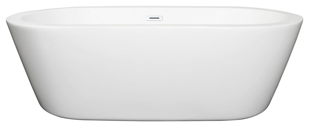 71" Freestanding Bathtub, White, Shiny White Drain and Overflow Trim