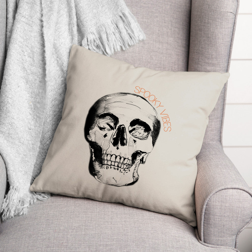 Spooky Vibes Skull 18x18 Spun Poly Pillow