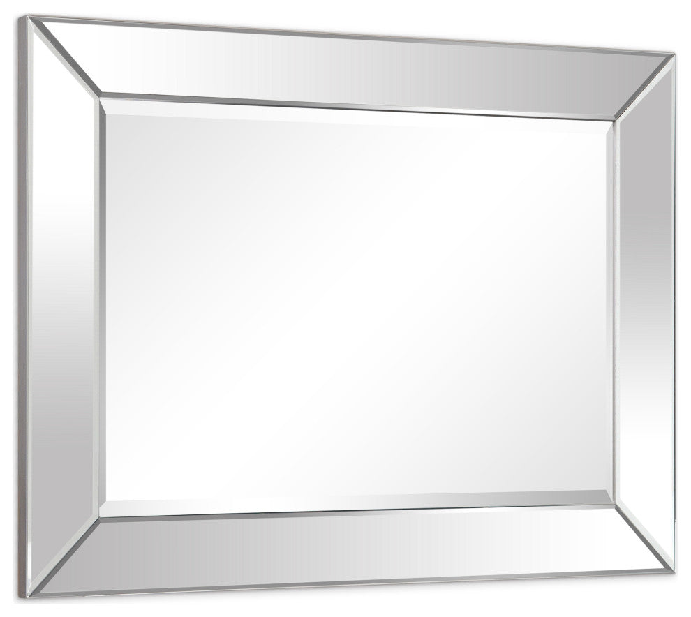 Moderno Beveled Rectangle Wall Mirror, 1"-Beveled Center Mirror, 40"x 30"