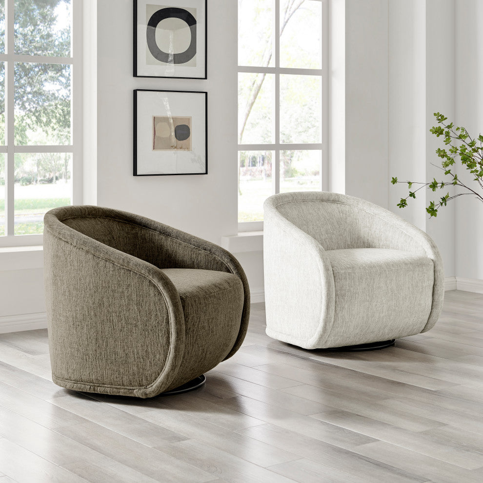 Margareth Fabric Swivel Accent Arm Chair, Pasadena Beige