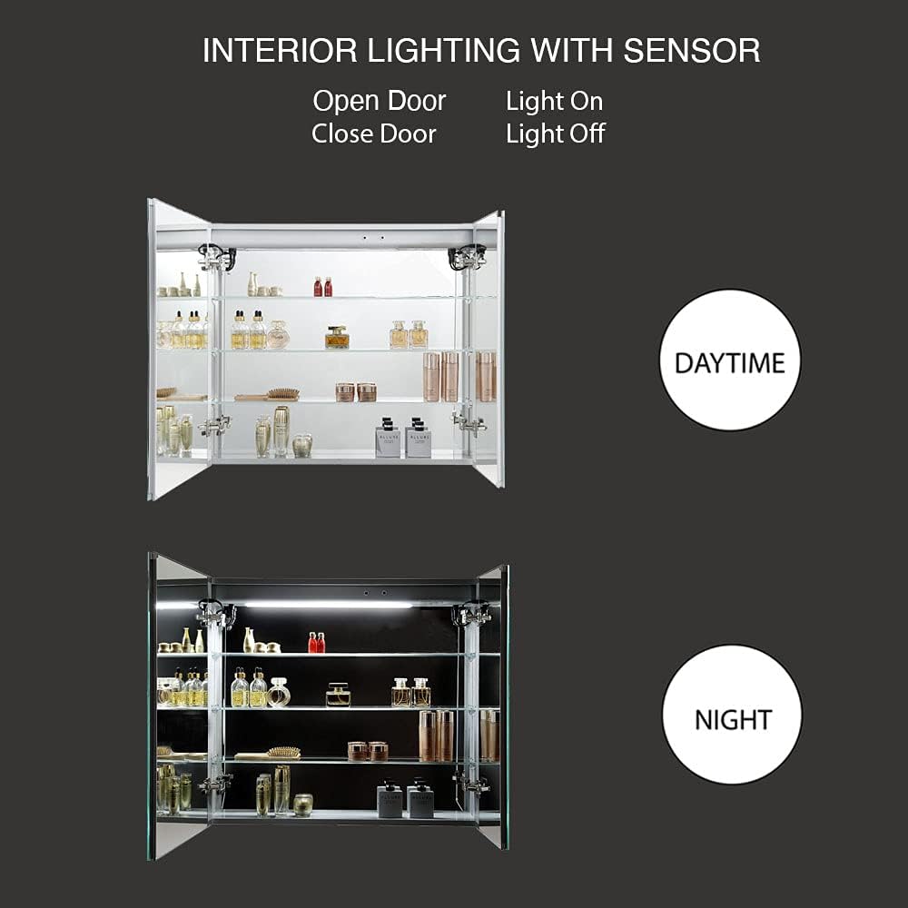 LED Medicine Cabinet With Defogger, 36x32