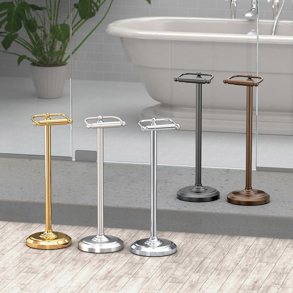Floor Standing Toilet Paper Holder, Matte Black