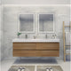 84" Double Sink Wall Mount Vanity, Acrylic Sink, Natural Oak