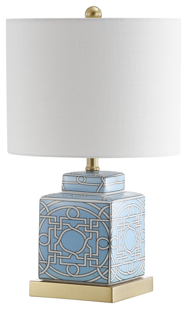 Catherine 22" Ceramic, Metal Ginger Jar LED Table Lamp, Blue, White