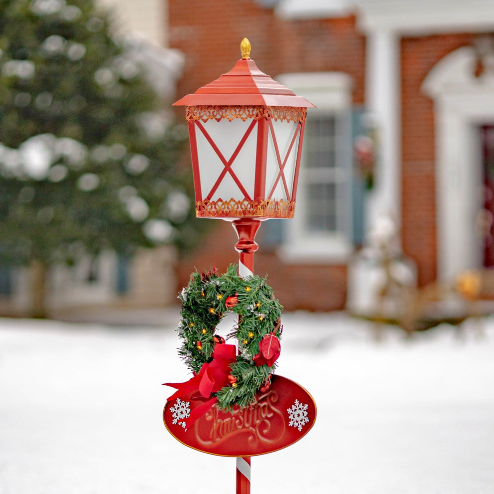 Standing Iron Christmas Lantern With Round Base
