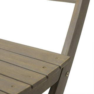 GDF Studio Vicaro Outdoor Gray Acacia Wood Foldable Dining Chairs, Set of 2