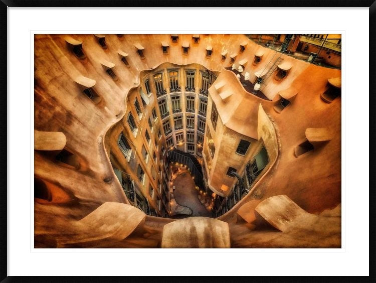 "Casa Mila La Pedrera Barcelona." Framed Digital Print by Massimo Cuomo, 44x33"