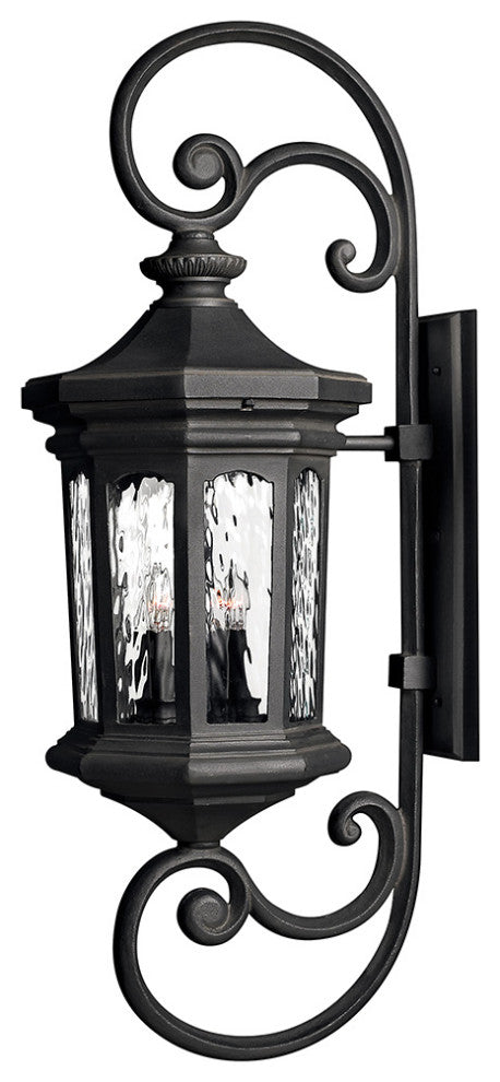 Hinkley Raley Double Extra Large Wall Mount Lantern, Museum Black