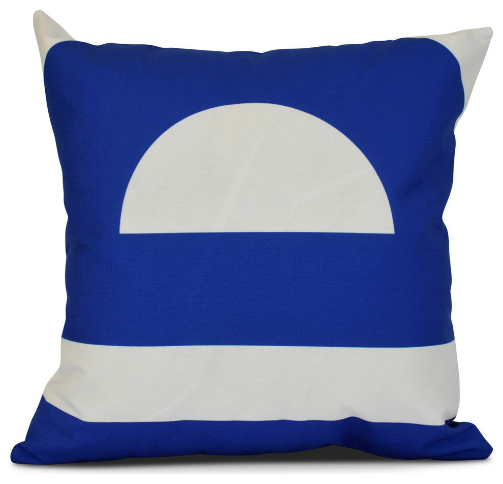 Lock, Geometric Print Outdoor Pillow, Blue, 20"x20"