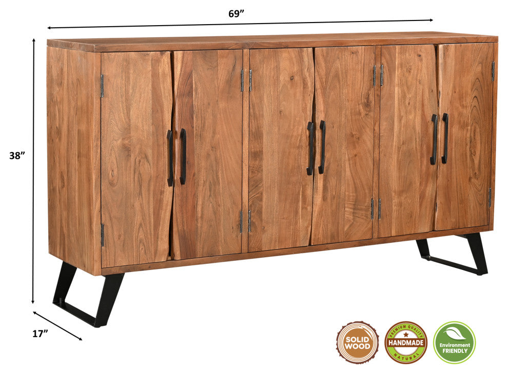 Lydia 6-door Live Edge Solid Wood Sideboard