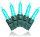35 T5 Teal LED Lights 4" Spacing On Green Wire