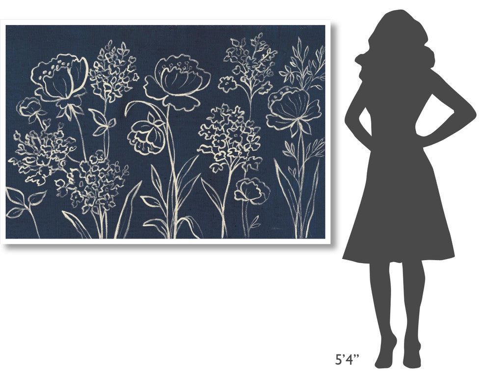 "Indigo Floral I" Digital Paper Print by Silvia Vassileva, 62"x42"