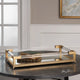 Midcentury Gold Mirrored Decorative Tray, Open Tube Geometric Clear